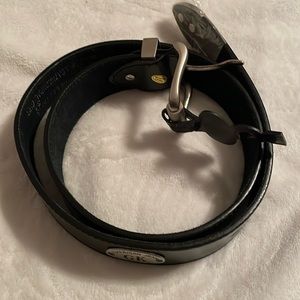 H.L.S. collections black leather American Jean belt size 34 NWT.